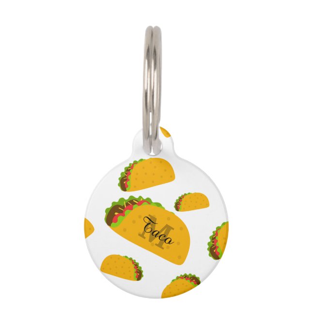 Cool en leuk lekker taco patroon Monogram wit Huisdierpenning (Voorkant)