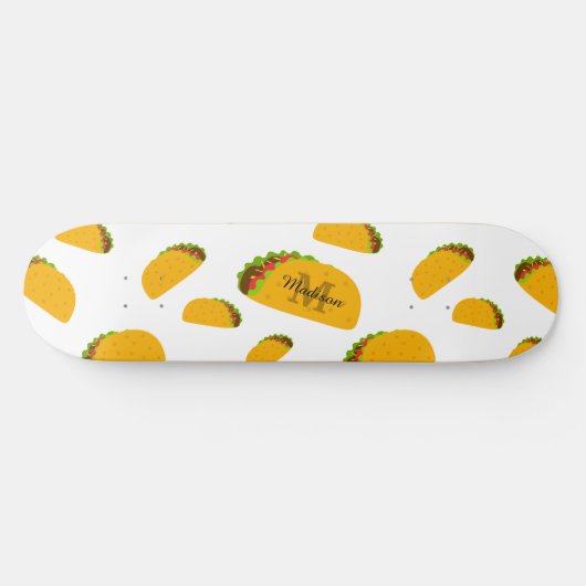 Cool en leuk lekker taco patroon Monogram wit Persoonlijk Skateboard (Horizontaal)