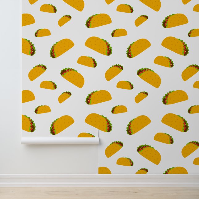 Cool en leuk lekker taco patroon wit behang (Applicatie)
