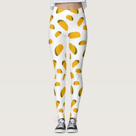 Cool en leuk lekker taco patroon wit leggings (Voorkant)