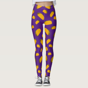 Cool en leuk lekkere taco patroon paarse leggings