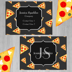 Cool en leuk pizzasneden patroon Monogram Visitekaartje