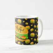 Cool en leuk smakelijk burgerpatroon Monogram Koffiemok (Voorkant rechts)