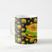 Cool en leuk smakelijk burgerpatroon Monogram Koffiemok (Voorkant links)
