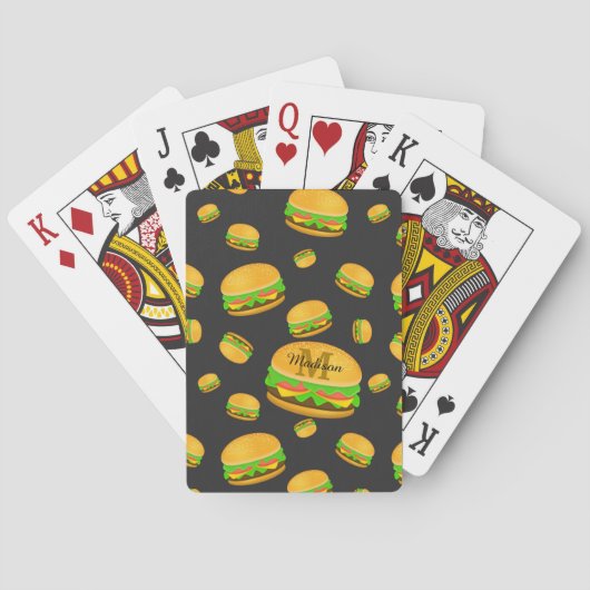Cool en leuk smakelijk burgerpatroon Monogram Pokerkaarten (Achterkant)