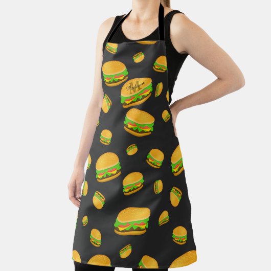Cool en leuk smakelijk burgerpatroon Monogram Schort (Insitu)