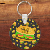 Cool en leuk smakelijk burgerpatroon Monogram Sleutelhanger (Voorkant)