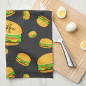 Cool en leuk smakelijk burgerpatroon Monogram Theedoek (Quarter Fold)