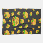 Cool en leuk smakelijk burgerpatroon Monogram Theedoek (Horizontaal)