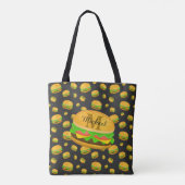 Cool en leuk smakelijk burgerpatroon Monogram Tote Bag (Achterkant)
