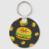 Cool en leuk yummy burgerpatroon Monogram Sleutelhanger (Voorkant)