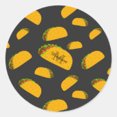 Cool en leuk yummy taco patroon Monogram Ronde Sticker (Voorkant)