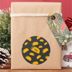 Cool en leuk yummy taco patroon Monogram Ronde Sticker