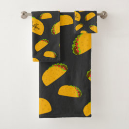 Cool- en leuke jummie-taco-patroon Monogram Bad Handdoek