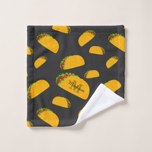 Cool- en leuke jummie-taco-patroon Monogram Bad Handdoek (Wasdoekje)
