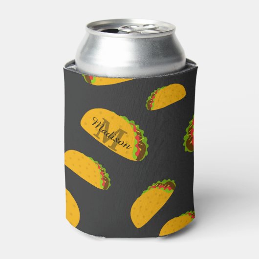 Cool- en leuke jummie-taco-patroon Monogram Blikjeskoeler (Blikje Voorkant)