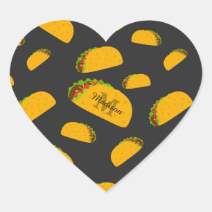 Cool- en leuke jummie-taco-patroon Monogram Hart Sticker