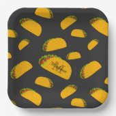 Cool- en leuke jummie-taco-patroon Monogram Papieren Bordje (Voorkant)