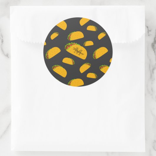 Cool- en leuke jummie-taco-patroon Monogram Ronde Sticker (Tas)