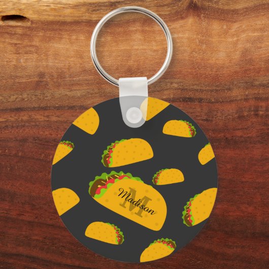 Cool- en leuke jummie-taco-patroon Monogram Sleutelhanger (Voorkant)