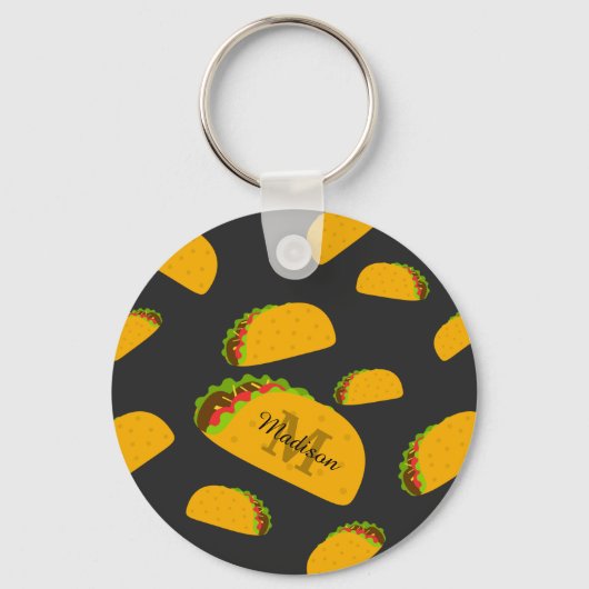 Cool- en leuke jummie-taco-patroon Monogram Sleutelhanger (Achterkant)