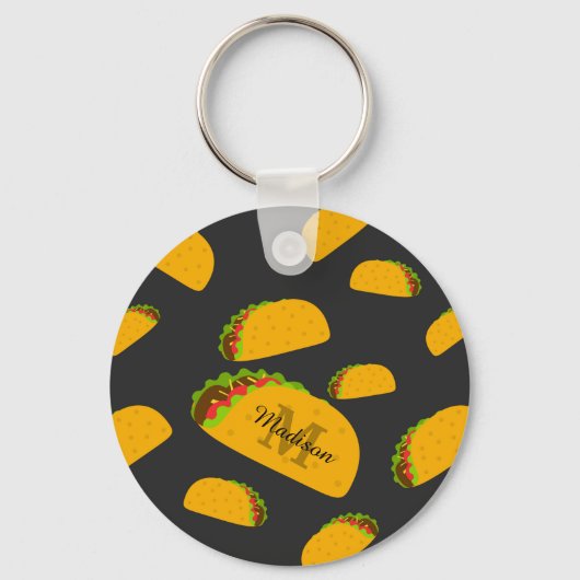 Cool- en leuke jummie-taco-patroon Monogram Sleutelhanger (Voorkant)