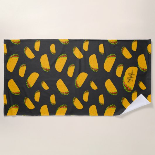 Cool- en leuke jummie-taco-patroon Monogram Strandlaken (Voorkant)