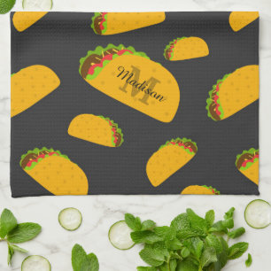 Cool- en leuke jummie-taco-patroon Monogram Theedoek