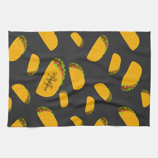 Cool- en leuke jummie-taco-patroon Monogram Theedoek (Horizontaal)