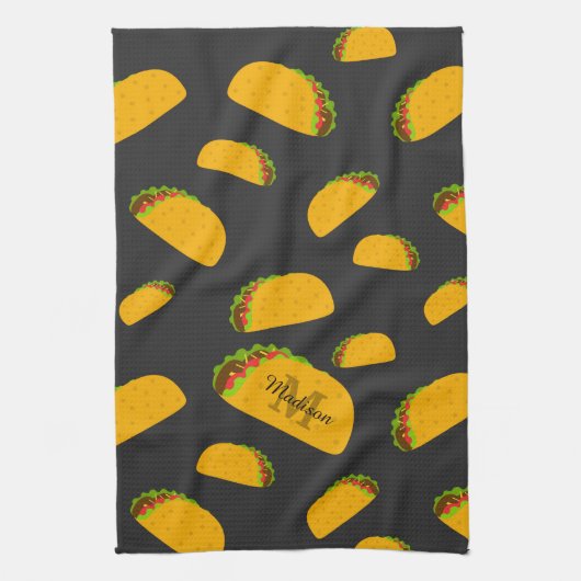 Cool- en leuke jummie-taco-patroon Monogram Theedoek (Verticaal)