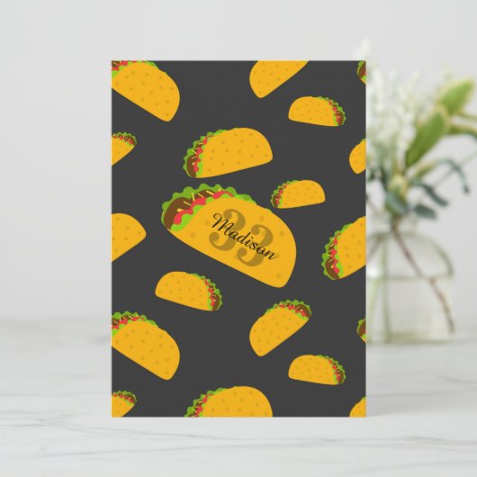 Cool- en leuke jummie-taco-patroon Monogram Uitnod Kaart (Staand voorkant)
