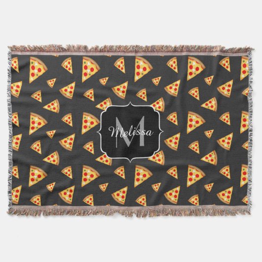 Cool en leuke pizzapunt patroon Monogram Deken (Voorkant)