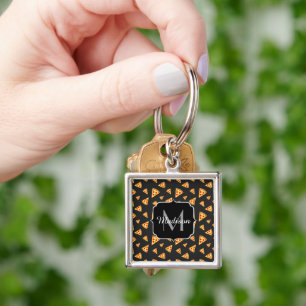 Cool en leuke pizzapunt patroon Monogram Sleutelhanger