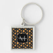 Cool en leuke pizzapunt patroon Monogram Sleutelhanger (Voorkant)