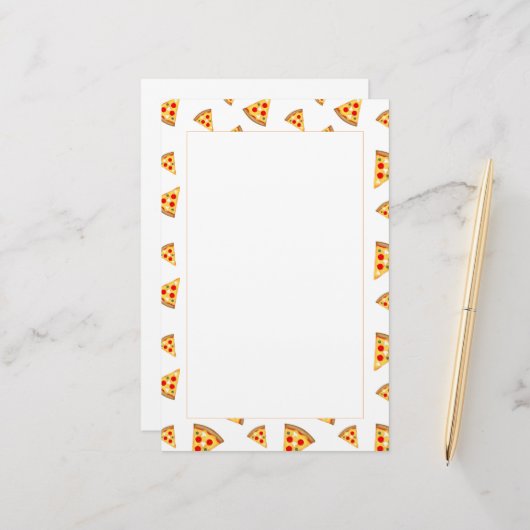 Cool en leuke pizzapuntjes patroon op wit briefpapier (Voorkant / Achterkant in situ)
