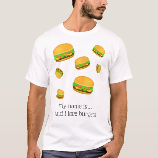 Cool en leuke yummy hamburger patroon Mijn naam is T-shirt (Voorkant)