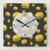 Cool- en leuke yummyhamburgerpatronen met cijfers vierkante klok (Voorkant)