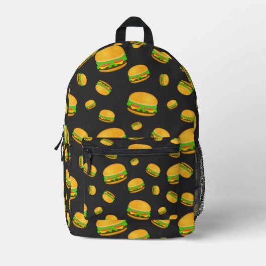 Cool- en lyummyburgerpatroon bedrukte rugzak (Voorkant)