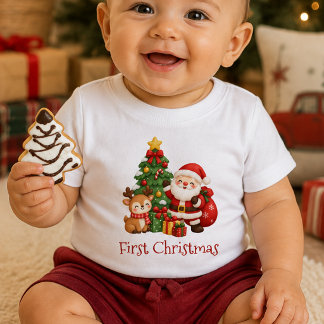 Cool en modern T-shirt voor de eerste kerst van de
