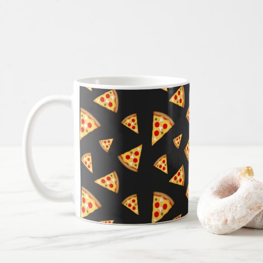 Cool- en pretpizza-snijdpatroon koffiemok (Met donut)