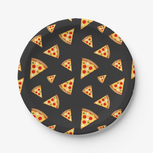 Cool- en pretpizza-snijdpatroon papieren bordje (Voorkant)