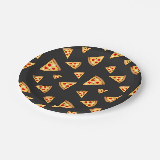 Cool- en pretpizza-snijdpatroon papieren bordje (Gekanteld)