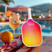 Cool en Trendy Tropical Ombre Roze en Geel Pickleball Paddle