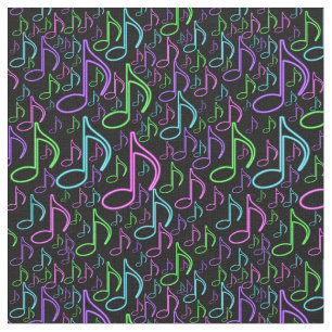 Cool- en un Bright Neon Music Note Pattern Stof