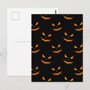 Cool eng gezicht van Jack O'Lantern Halloween patr Briefkaart