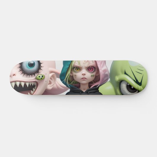 Cool enge buitenaardse monster kat meisjes skatebo persoonlijk skateboard (Horizontaal)