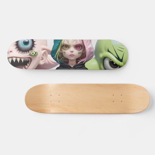 Cool enge buitenaardse monster kat meisjes skatebo persoonlijk skateboard (Horizontaal)