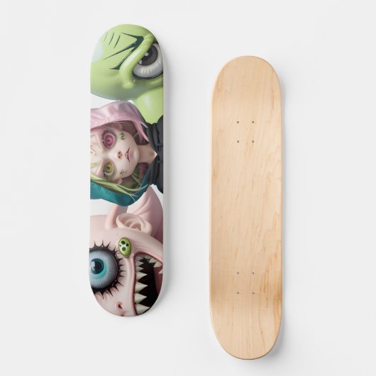 Cool enge buitenaardse monster kat meisjes skatebo persoonlijk skateboard (Voorkant)