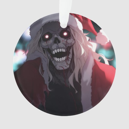 Cool enge enge schedel Kerstman Kerstmis Ornament (voorkant)
