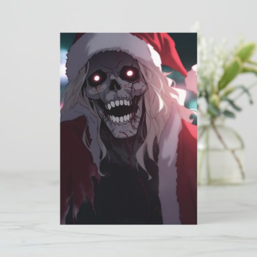 Cool Enge Enge Schedel Sinterklaas Xmas Feestdagenkaart (Staand voorkant)